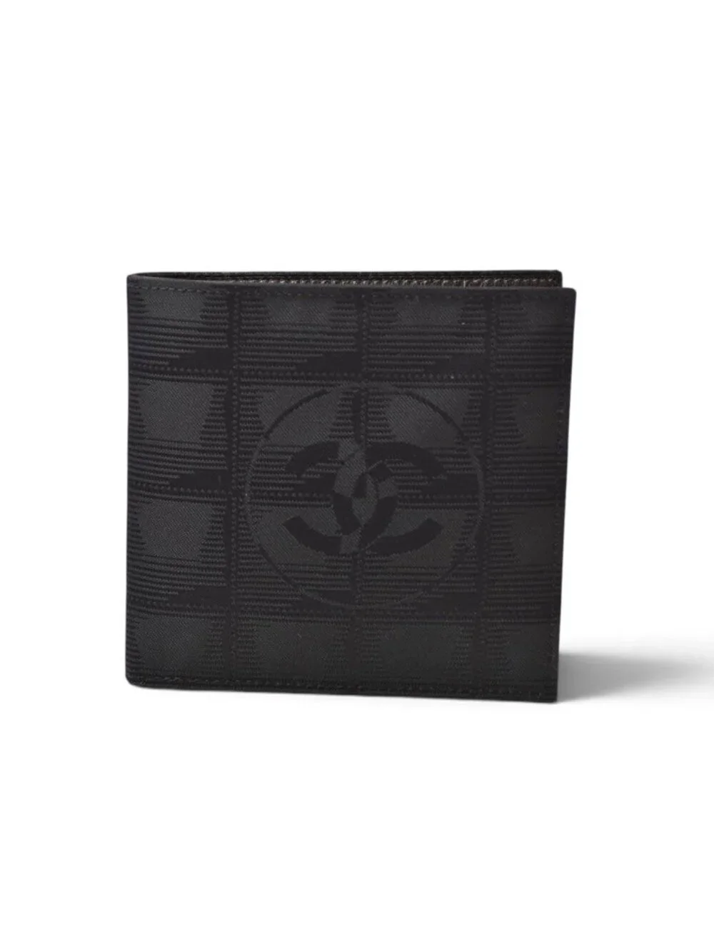Chanel Bifold Wallet Vintage New Travel Line CC Logo Black